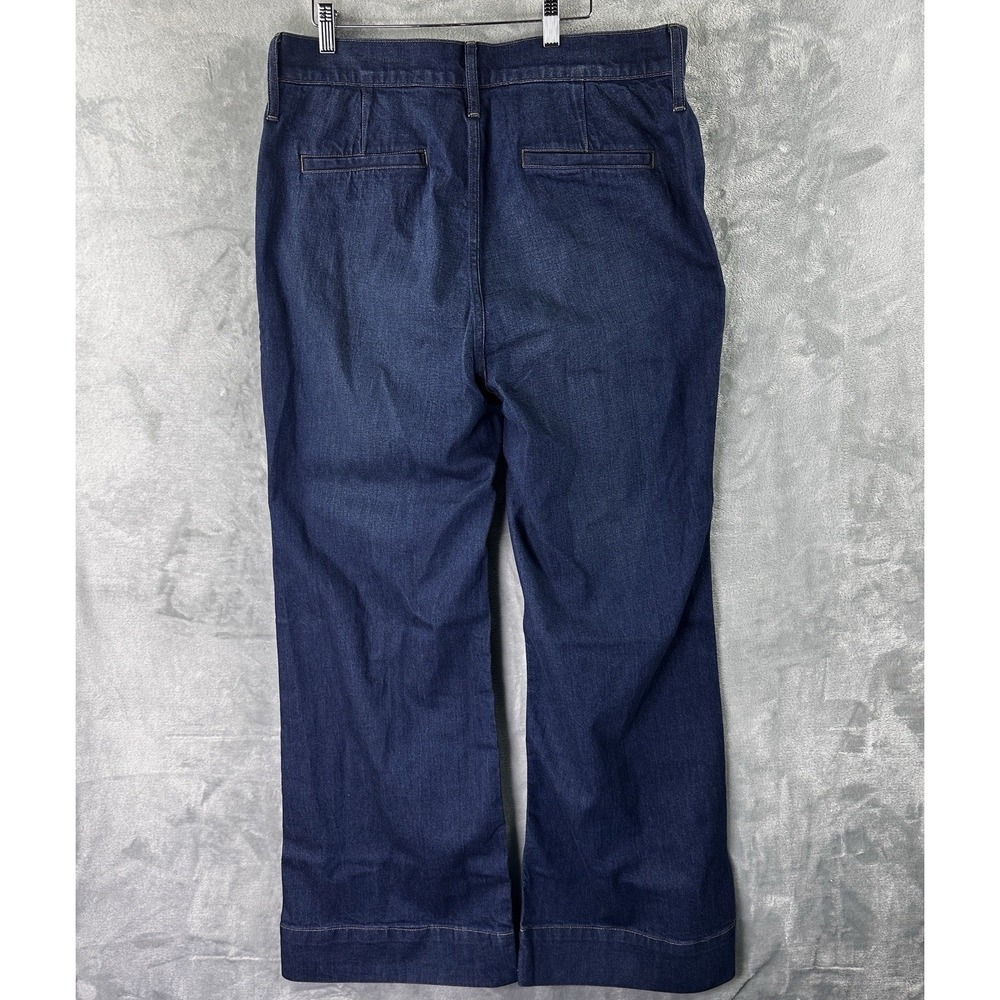 Crew '96 Denim Trouser Size 33 Dark Wash Wide Leg High Rise Jeans Button Fly - Picture 2 of 14